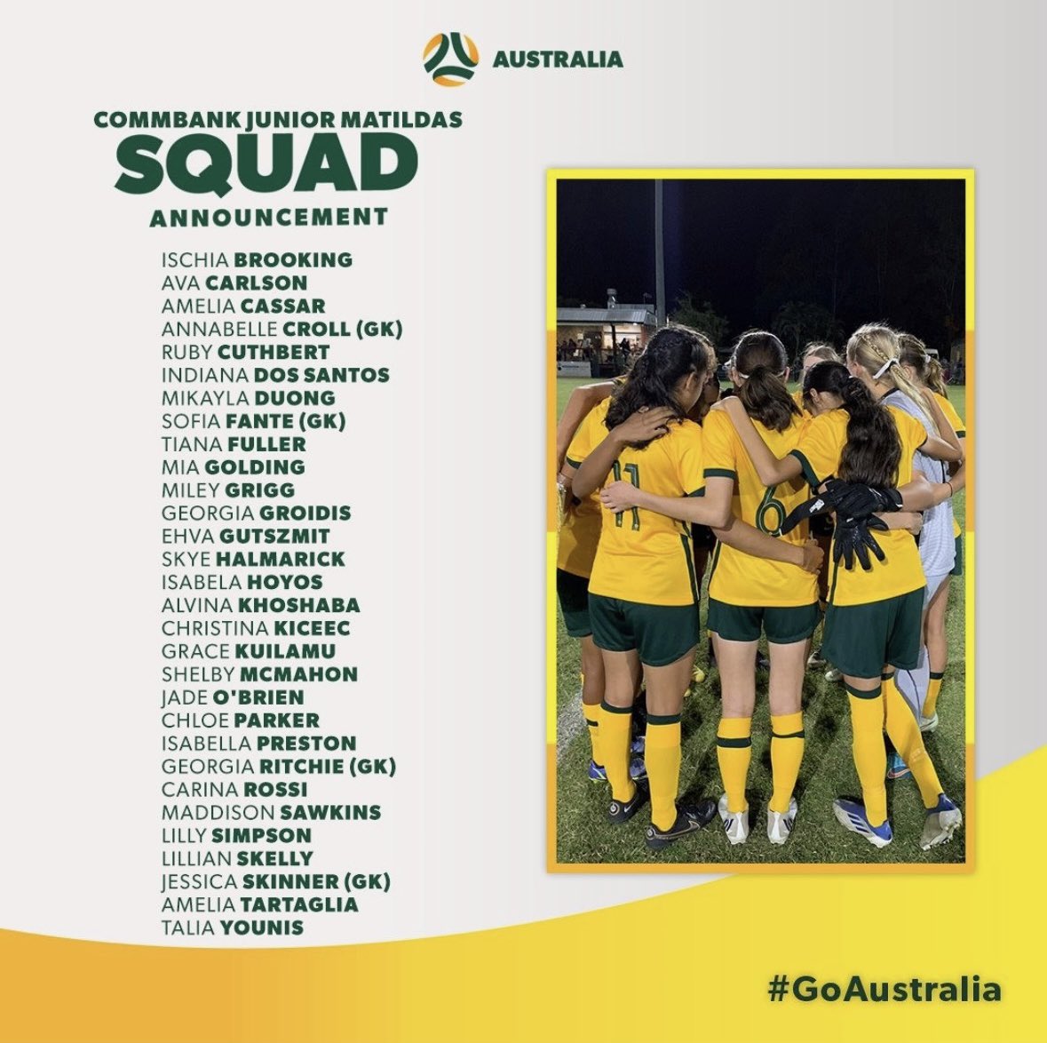 Huge congrats to Skye who has been selected for the Junior Matilda’s squad. Best of luck to her at the upcoming training camp! ⚽️💚💛 #LetsGoLoreto