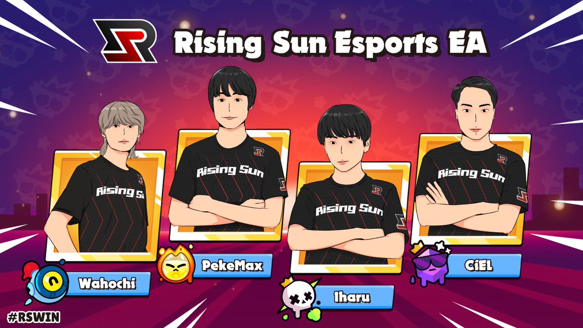 We’re ready to compete again in the best region, East Asia, once again 🔥

Announcing Rising Sun Esports EA for <a href="/Brawl_esports/">Brawl Stars Esports</a>!

👤<a href="/Wahochi_bs_/">ER Wahochi🍬わほっち</a> 
👤<a href="/peke_bs/">Peke</a> 
👤<a href="/iharu_dnd/">IharinGg</a> 
👤<a href="/somethhhhh/">あすな</a> 

#RSWin