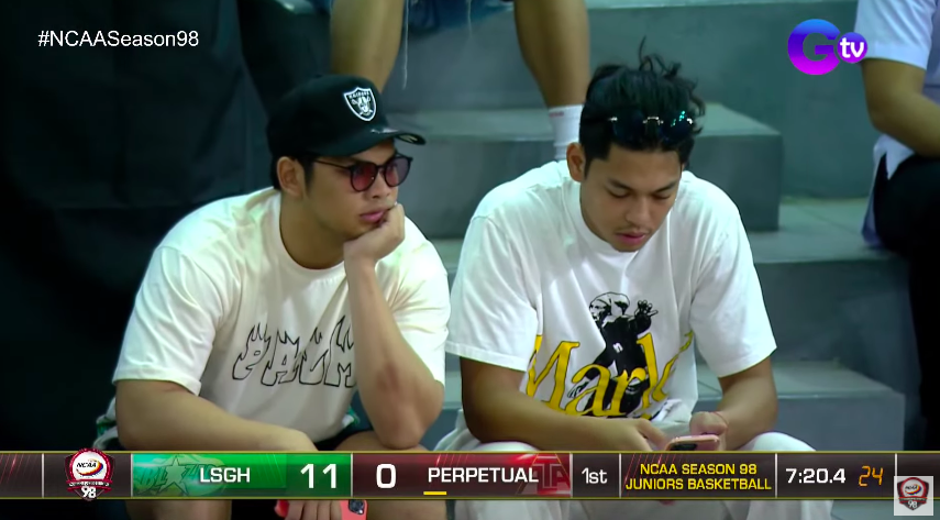 gmasportsph's tweet photo. Supportive bros Rasheed and Ricci Rivero!

Their brother Raegan-Angelo Paolo is playing for LSGH. #NCAASeason98 https://t.co/cRBeZz6wep