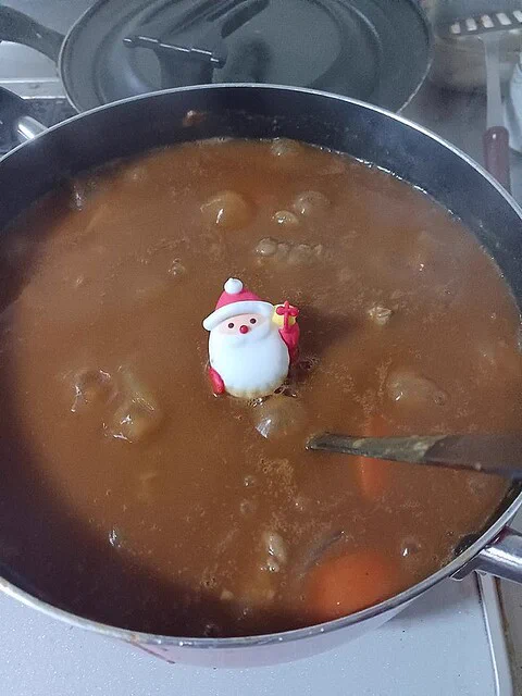 「Ill be back！」カレーの中に消えゆくサンタさん。