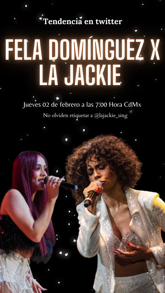 Yaracxel1's tweet photo. FELA DOMÍNGUEZ X LA JACKIE 

Hola, me ayudan a que @lajackie_sing pueda conocer o cantar con @FelaDominguezEs? 
Jackie siempre que tiene oportunidad nos dice lo mucho que ama a Fela y que para ella es la mejor cantante de México. 

Sería lindo que pudiera conocerla https://t.co/UNhWobW5lE
