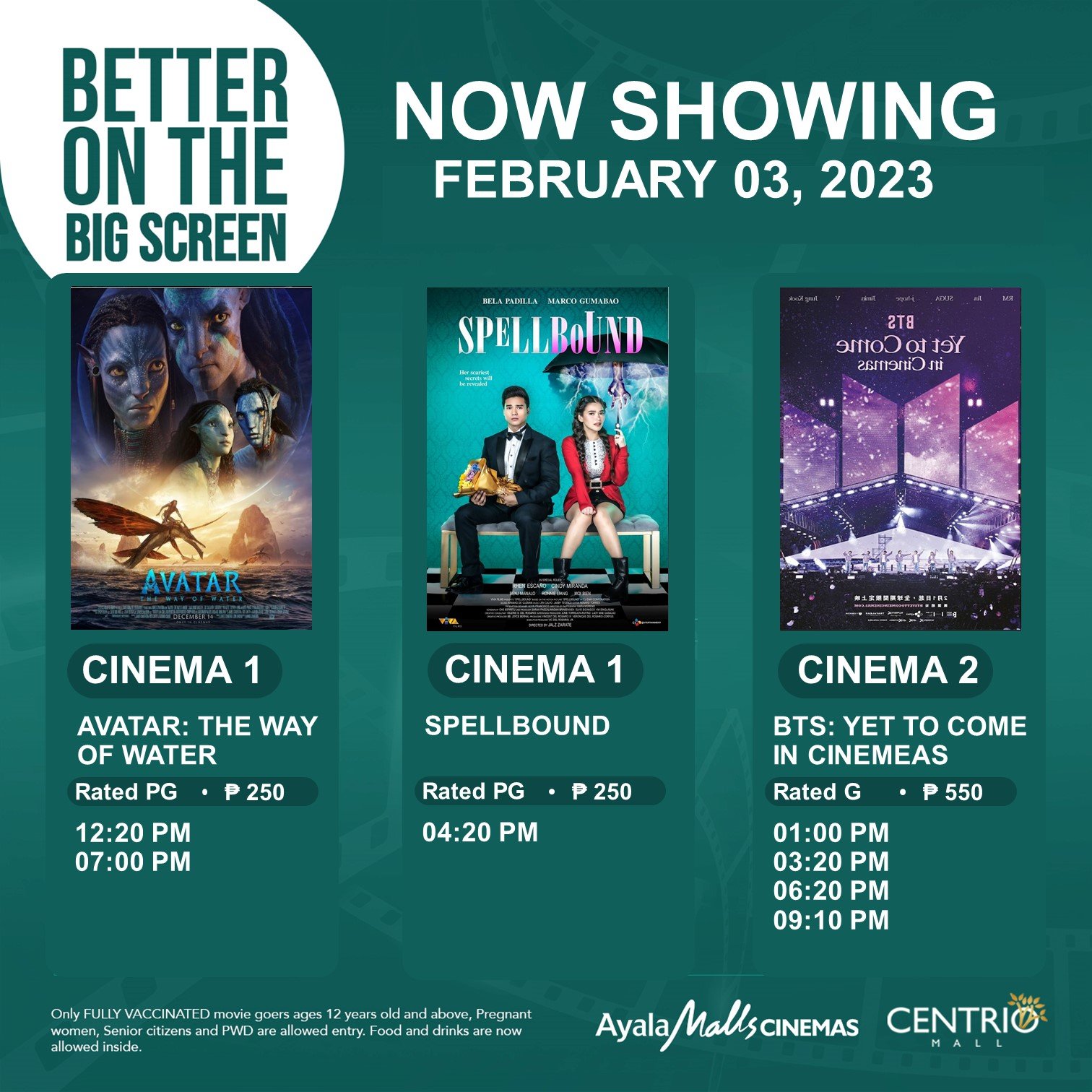 Ayala Malls Centrio on Twitter "Movie Schedule for February 03, 2023