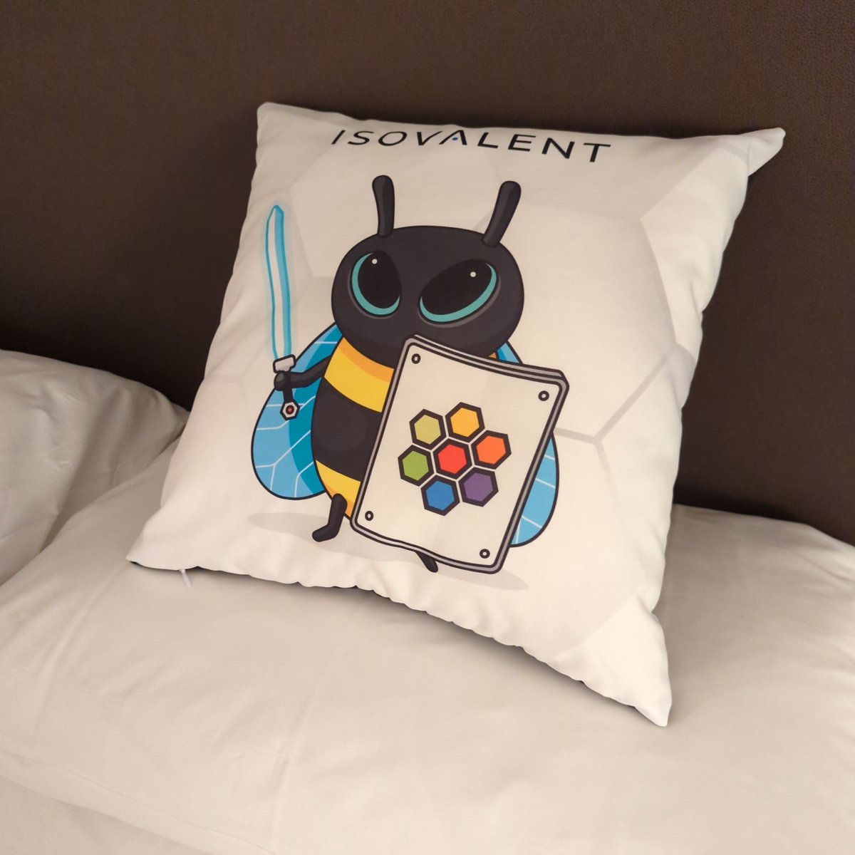 And thanks to @tgraf__ for getting me this @isovalent pillow to sleep comfortably and securely.