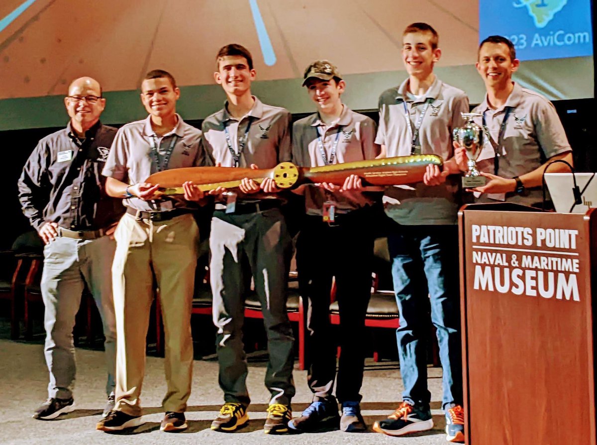 MaryNellAnthony's tweet photo. This week Mr. Adomatis &amp; the GTCHS Aerospace Club hosted the first statewide AviCom aviation competition at Patiots Point on the USS Yorktown. Thanks to many sponsors &amp; the vision of Mr. A, it all came together! Congratulations to Phillip Simmons High School who took 1st place. https://t.co/B76R4IqkIp