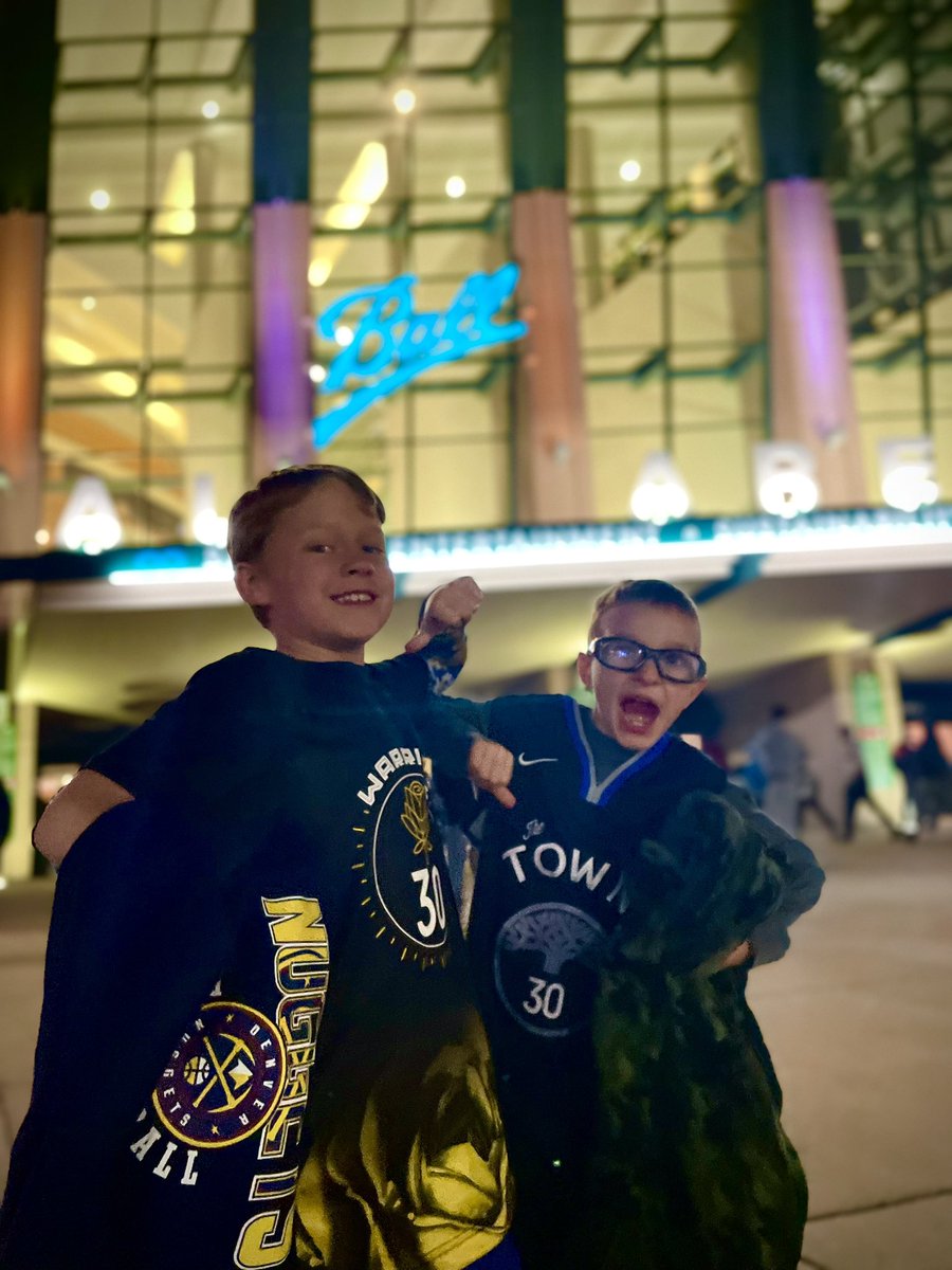 travharper's tweet photo. Time for the @nuggets @warriors game baby. My little buddy has been waiting since Sept. to enjoy his bday gift. #MileHighBasketball https://t.co/g5bFcC5hh3