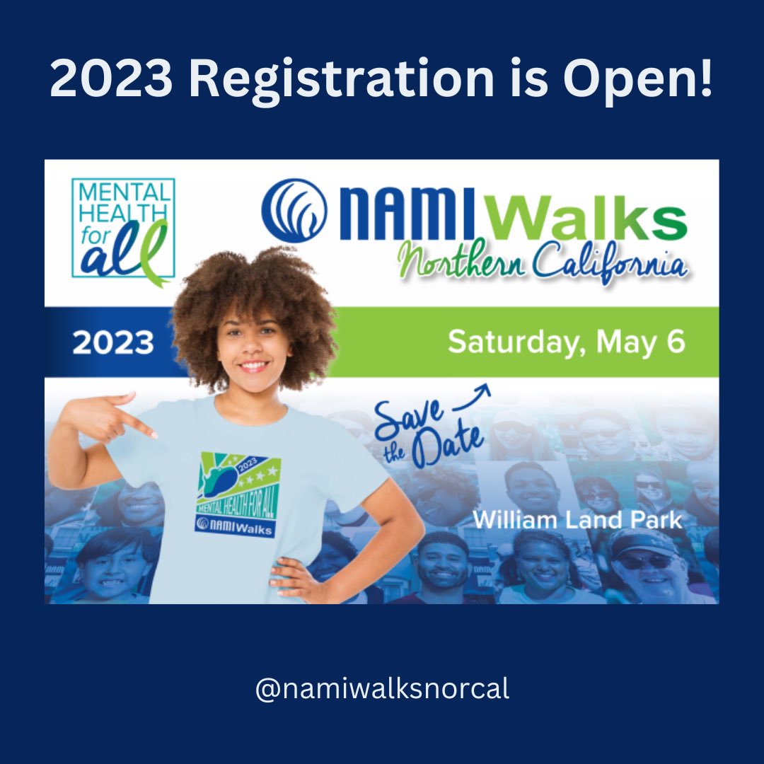 NAMIWalks Northern California will be back on Saturday, May 6, 2023, and we can’t wait to see you all at William Land Park in Sacramento for another amazing event! Registration is open now at NAMIWalks.org/northerncalifo….

#namiwalksnorcal #mentalhealthforall