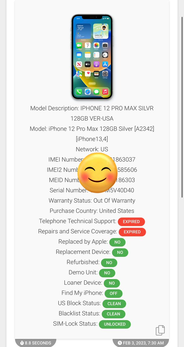 MobiliZeLK's tweet photo. iCIoud CIean iPhone 12 Pro Max Sold By : VERIZON WIRELESS , USA πΊπΈ has been successfully,
U N L O C K E D βοΈ
#MobiliZeLK #CleanSlow https://t.co/sAQtqM6Vxo
