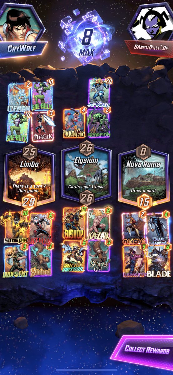 Tabletop2Go's tweet image. Even 1-power dudes can overwhelm 2 She-Hulks and the Infinaut #MarvelSnap