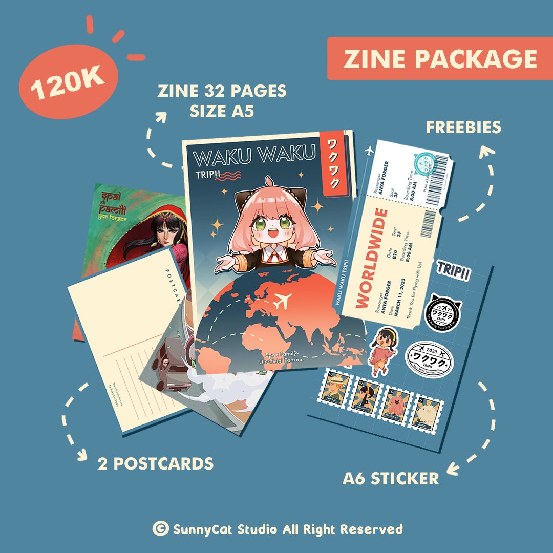 📢 OPEN PRE-ORDER #COMIFURO16

Spy x Family Unofficial Fanzine, Waku Waku Trip!! ✈️ by Various Artists ✨

Pre-order open until 15 February 2023!
Join Anya exploring the world 🥳

Link pre-order 👇🏻
docs.google.com/forms/u/4/d/e/…

#SPYxFamily #SPY_FAMILY #comifuro16catalogue #cf16