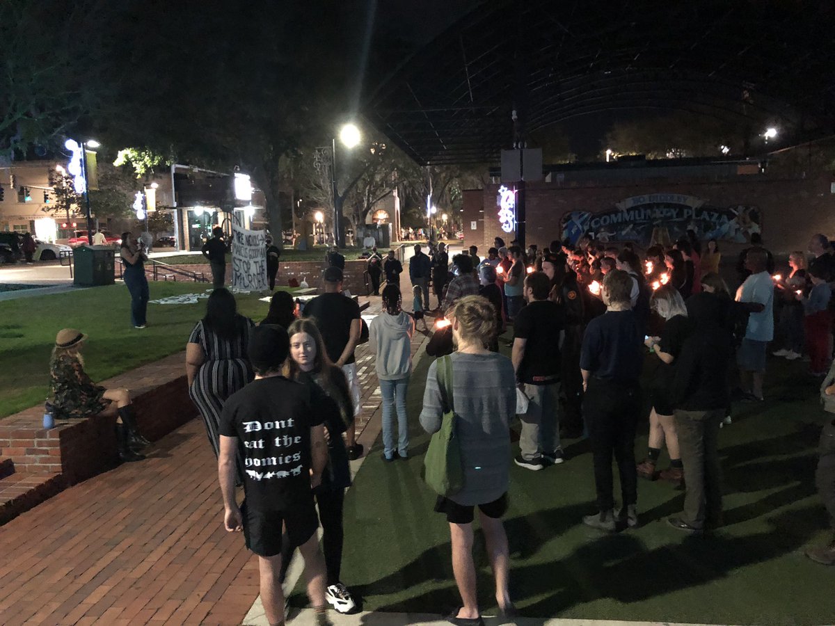 Gainesville_SA's tweet photo. Protest tonight over the death of Marcus Goodman, a Gainesville resident who was killed while in police custody. This is happening against the backdrop of a nationwide trend of police murders of young black men. We need to build an independent movement to defund the police! https://t.co/Gr6YjvyHs5