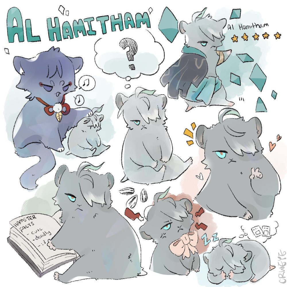 ccrweye's tweet photo. Al Haitham's spirit animal is forever a hamster.

Meet Al Hamitham (with Scarameow) 

#GenshinImapct #Genshin #Alhaitham #原神 https://t.co/UStR5S3mQI