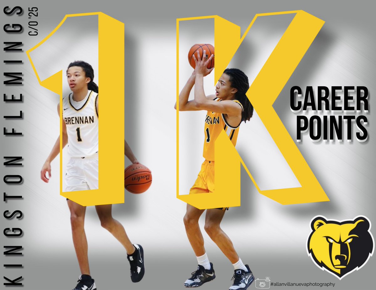 Brennan_BBall's tweet image. Congrats to sophomore @K1ngFlemings for scoring his 1000th point tonight. Great accomplishment less then two full years into his career! #BrennanBasketball