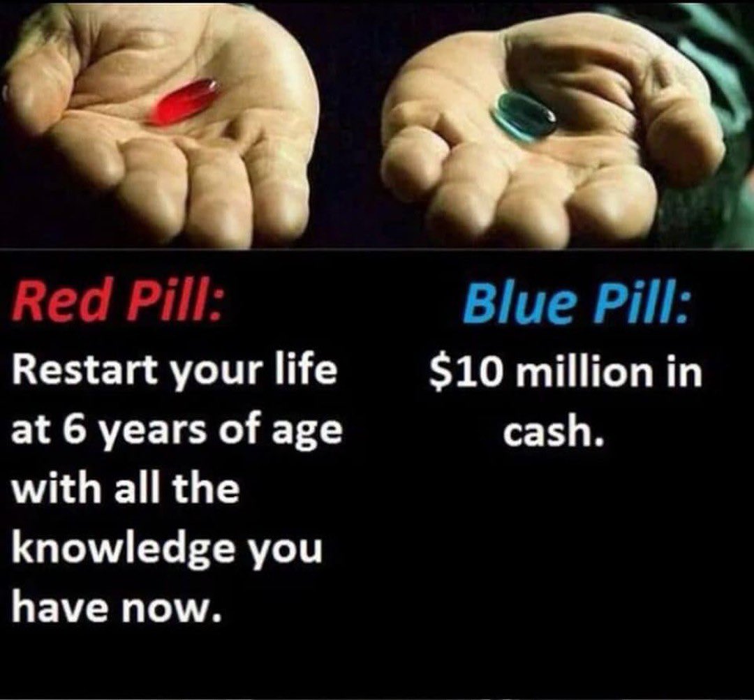 afbrudt blæse hul løbetur Gothalion on Twitter: "I've been seeing this meme floating around. And the  obvious choice is red pill… but man… I'm worried about some butterfly  effect shit destroying the world or making it