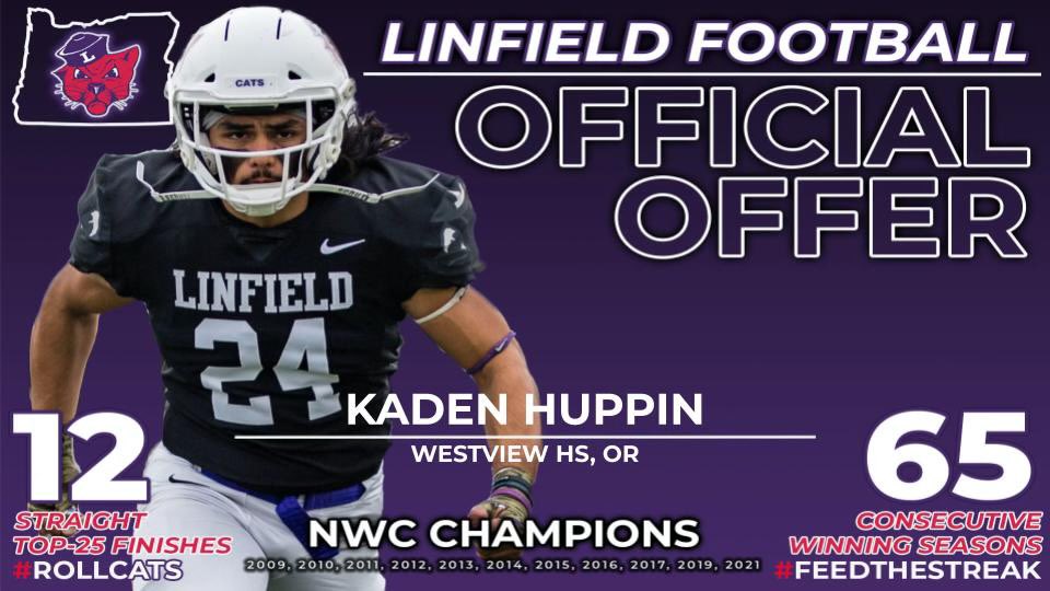 After a great talk with <a href="/CoachFendall/">Neil Fendall - Father, Husband, Coach</a> I’ve been blessed to say I’ve received an offer from <a href="/LinfieldFB/">Linfield Football</a>‼️ <a href="/WestviewRecruit/">WESTVIEW RECRUITING</a> <a href="/BrandonHuffman/">Brandon Huffman</a> <a href="/JordanJ_/">Jordan Johnson</a> <a href="/AndrewNemec/">Andrew Nemec</a> <a href="/TheNewAthlete/">Ryan Paul</a> <a href="/JustinLeathers/">Coach Leatherman</a> <a href="/B12PFootball/">Big12Performance</a>