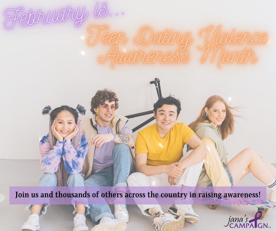 Jana's Campaign (@janascampaign) on Twitter photo This week welcomed February and National Teen Dating Violence Awareness Month. We encourage you to join us in raising awareness of this preventable public health issue! #TeenDatingViolenceAwarenessMonth #TDVAM #LeadingToPrevent This week welcomed February and National Teen Dating Violence Awareness Month. We encourage you to join us in raising awareness of this preventable public health issue! #TeenDatingViolenceAwarenessMonth #TDVAM #LeadingToPrevent