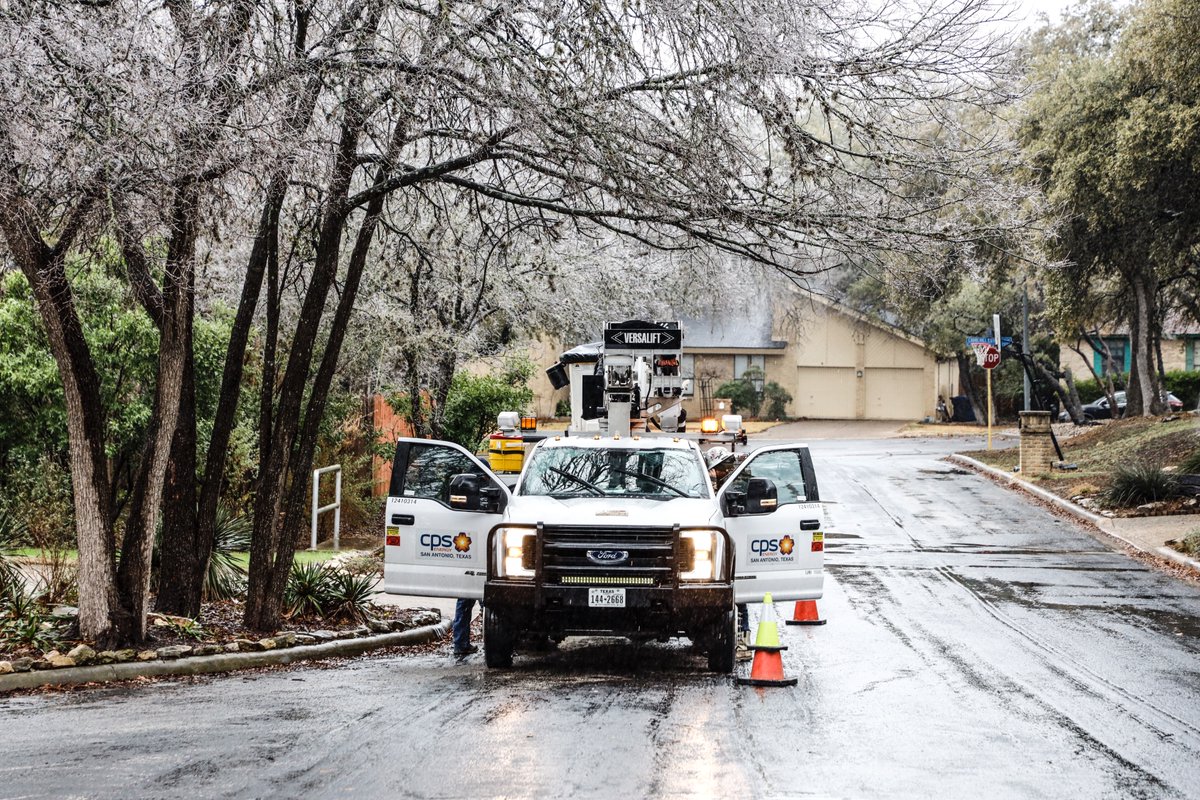 FINAL UPDATE (9 PM): Crews have worked around the clock since an ice storm entered the CPS Energy service area early Wed. (02/01) morning.

At 8:25 PM Thursday, all weather-related outages were restored.

CPS Energy thanks crews for their efforts &amp; customers for their patience.