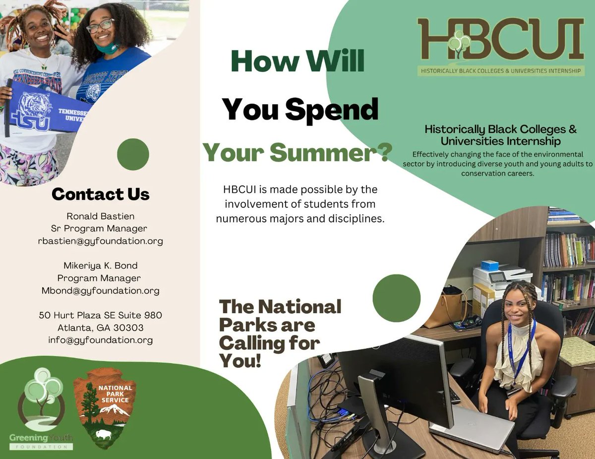 NPSYouth's tweet photo. 📢 Apply to the Historically Black Colleges and Universities (HBCU) internship opportunities that will begin in May through @GreeningYouth! ➡️ https://t.co/buThHqSd9B

#FindYourPark #NPSYouth #HBCU #BlackHistoryMonth #Internships https://t.co/HDuLyeQVEf