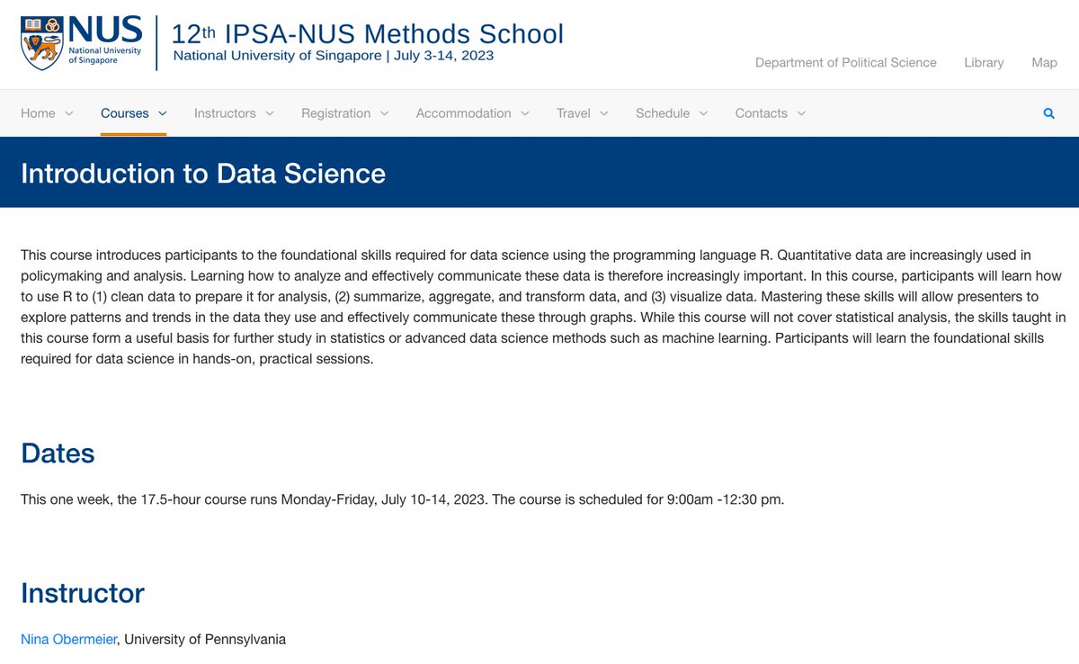Methods School (@methodsschool) on Twitter photo #ipsaNUS Feature Course Week #1! Spotlighting one of the new courses offered this year - "Introduction to Data Science" taught by Dr. <a href="/NinaObermeier/">Nina Obermeier</a>! In this 1 week course, she will teach students how to clean, transform, and visualize data using R. fass.nus.edu.sg/methods-school… #ipsaNUS Feature Course Week #1! Spotlighting one of the new courses offered this year - "Introduction to Data Science" taught by Dr. <a href="/NinaObermeier/">Nina Obermeier</a>! In this 1 week course, she will teach students how to clean, transform, and visualize data using R. fass.nus.edu.sg/methods-school…