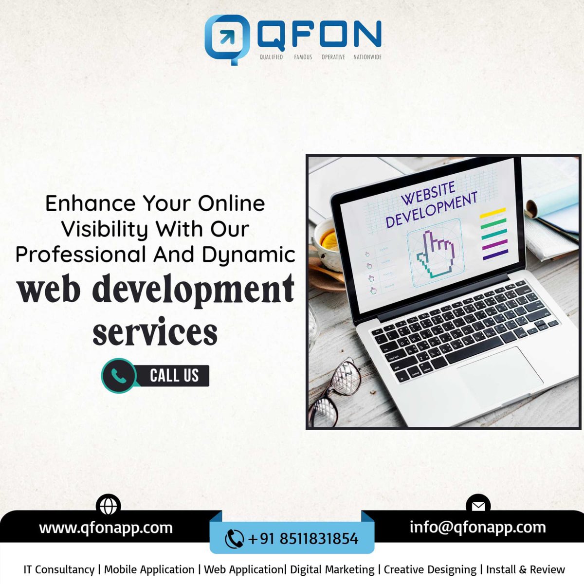 qfonapp's tweet image. We are provide best professional and #dynamicwebdevelopment services.
📌To know more about our #ITservices, Contact us at:
📲 8511831854, 📧info@qfonapp.com
🌐Visit now qfonapp.com
#onlinevisibility #professionalwebdevelopment #buildwebsite #webdesign #qfonapp