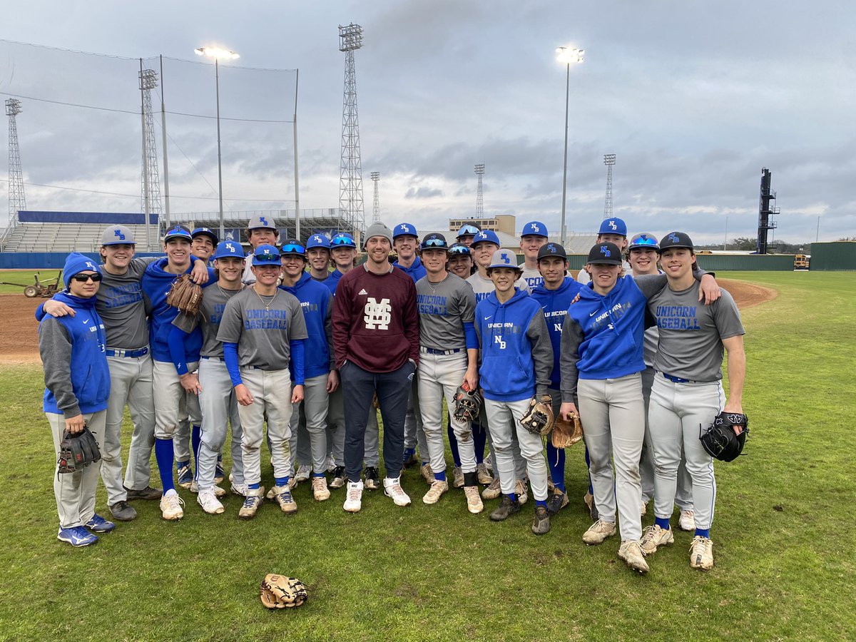 Always good when former players come back to spread some knowledge! Former Unicorn and @HailStateBB great Jordan Westburg @jordan_cw21 and current @Orioles prospect back home. Field was soaked and it was a balmy 42 degrees but that didn’t slow us down in getting some work in!