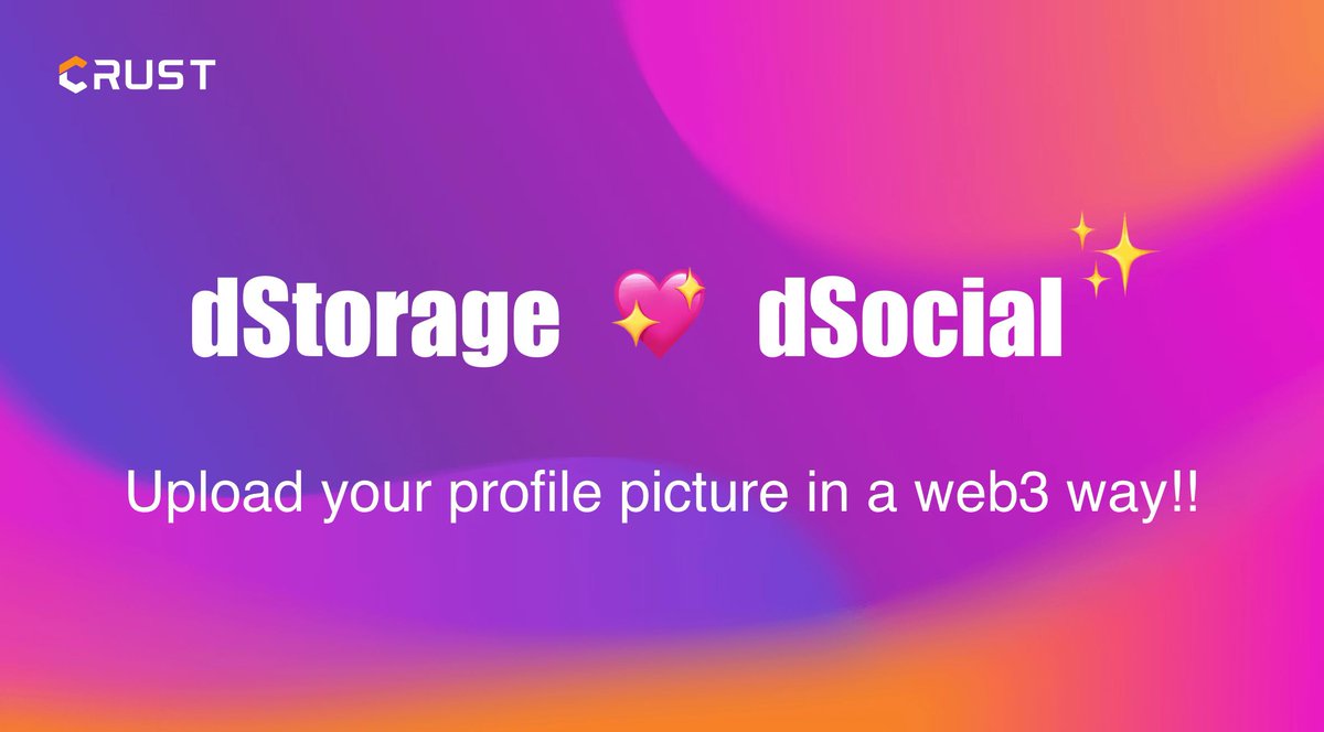 CrustNetwork's tweet photo. Wanna unlock the fully Web3 social experience on #NoStr and @Damusapp? 

Crust provides 100% decentralized media storage function for dSocial ecosystem. You can upload your Damus profile picture or banner image to Crust to complete your dSocial profile setup!  

#NoStr #Damus https://t.co/Zyms3yuHB6
