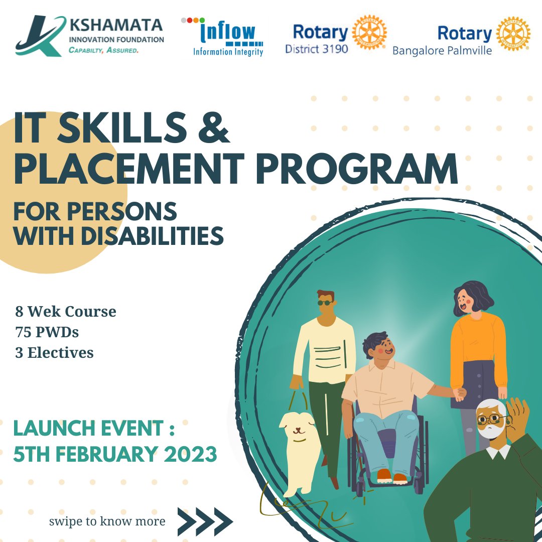 TheKshamata's tweet photo. We at KIF are launching an IT Skilling and Placement Program for Persons with Disability.

This program will fall under KIF’s flagship Vocational Training Program – JIVICA and aims to ensure improved opportunity, inclusivity, and overall economic and social development of PwDs. https://t.co/6ccjWEQ3vJ