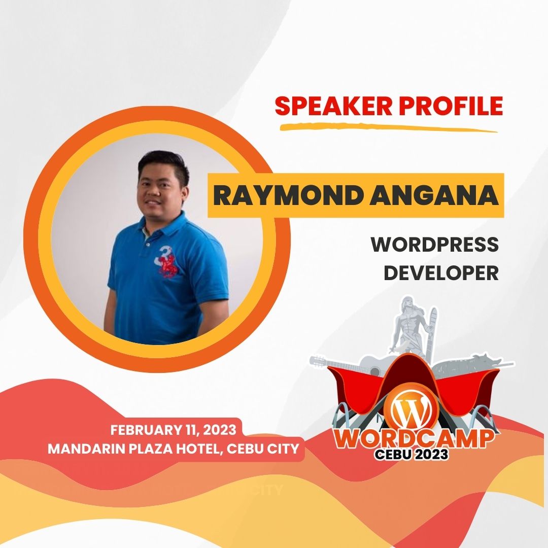 WordPressCebu's tweet photo. Our final speaker: Ramon Angana!
Listen to his talk personally about "Component Driven Development using ACF Blocks" this February 11, 2023, at Mandarin Plaza Hotel!
#WordCampCebu2023 #WPCebu #WCCebu https://t.co/qnBbtMFjgN