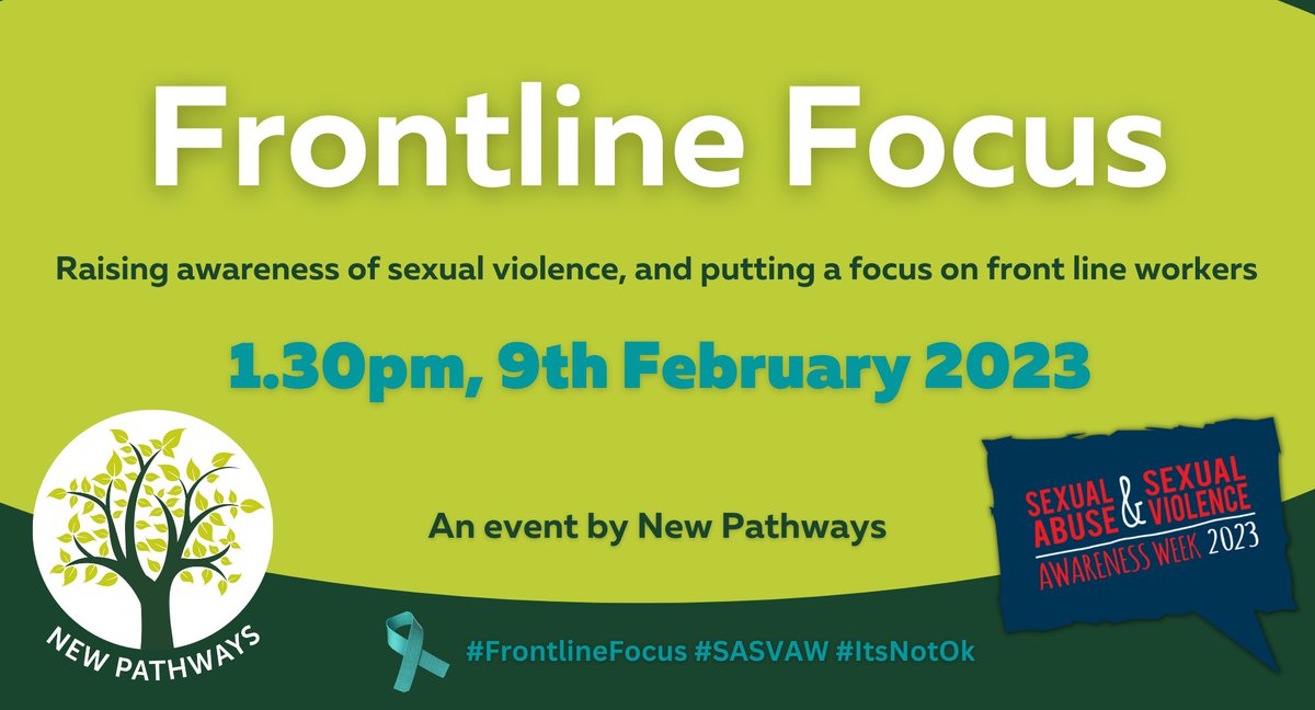 Are you a front line worker that wants to learn more about the impact of sexual violence, support that is available, and how to help?
Join us on 9th February for Sexual Violence and Sexual Abuse Awareness week. Find out more and book on: eventbrite.co.uk/e/523655827677
#SASVAW #ItsNotOk