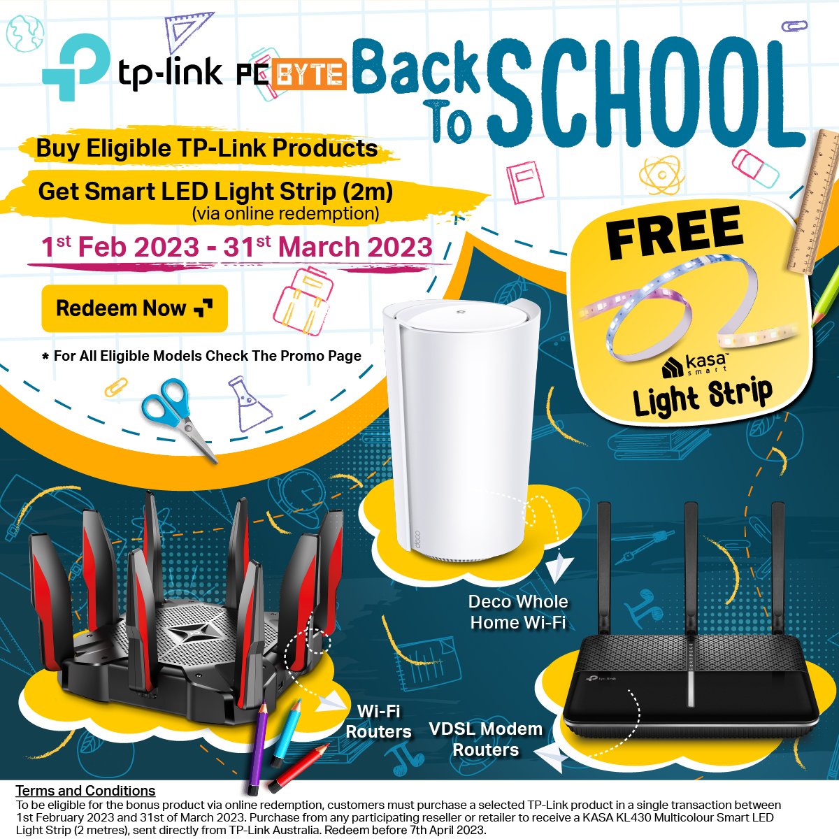 pcbyteau's tweet photo. Check out PCByte Back To School Sale and buy eligible TP-Link Products and get Smart LED Light Strip (2m) (via online redemption) starting 1st Feb 2023- 31st March 2023!!!

Shop now:
https://t.co/oViViIqGVr

T&amp;C apply

#pcbyte #pcbyteau #tplink #backtoschool https://t.co/vhedTiL9wz
