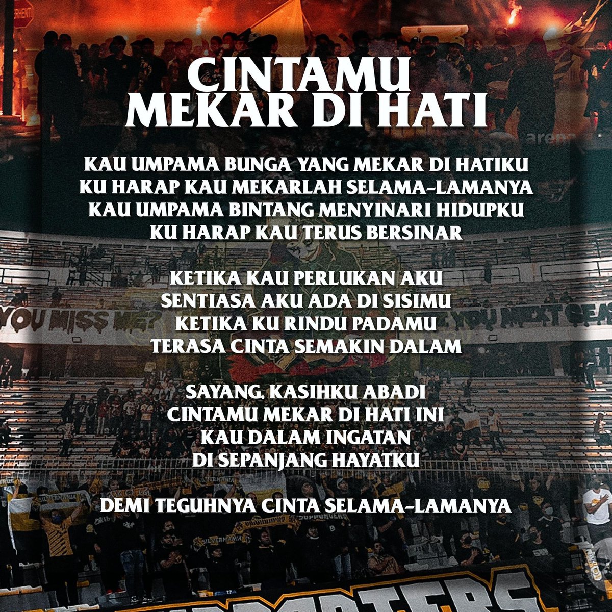 TheSupporters_'s tweet photo. Dalam perjalanan pulang dari kerja tu boleh mula hafal chant baru yang ada ni. Dengar,Hafal,Berdiri Sekali &amp; Chant! Biar satu stadium bergema,biar lawan diatas padang gentar dengan lontaran suara kita.

Ingat! Lontar suara sepenuh jiwa bukan ayor

Lagi ⤵️ https://t.co/T5zptbCoOP
