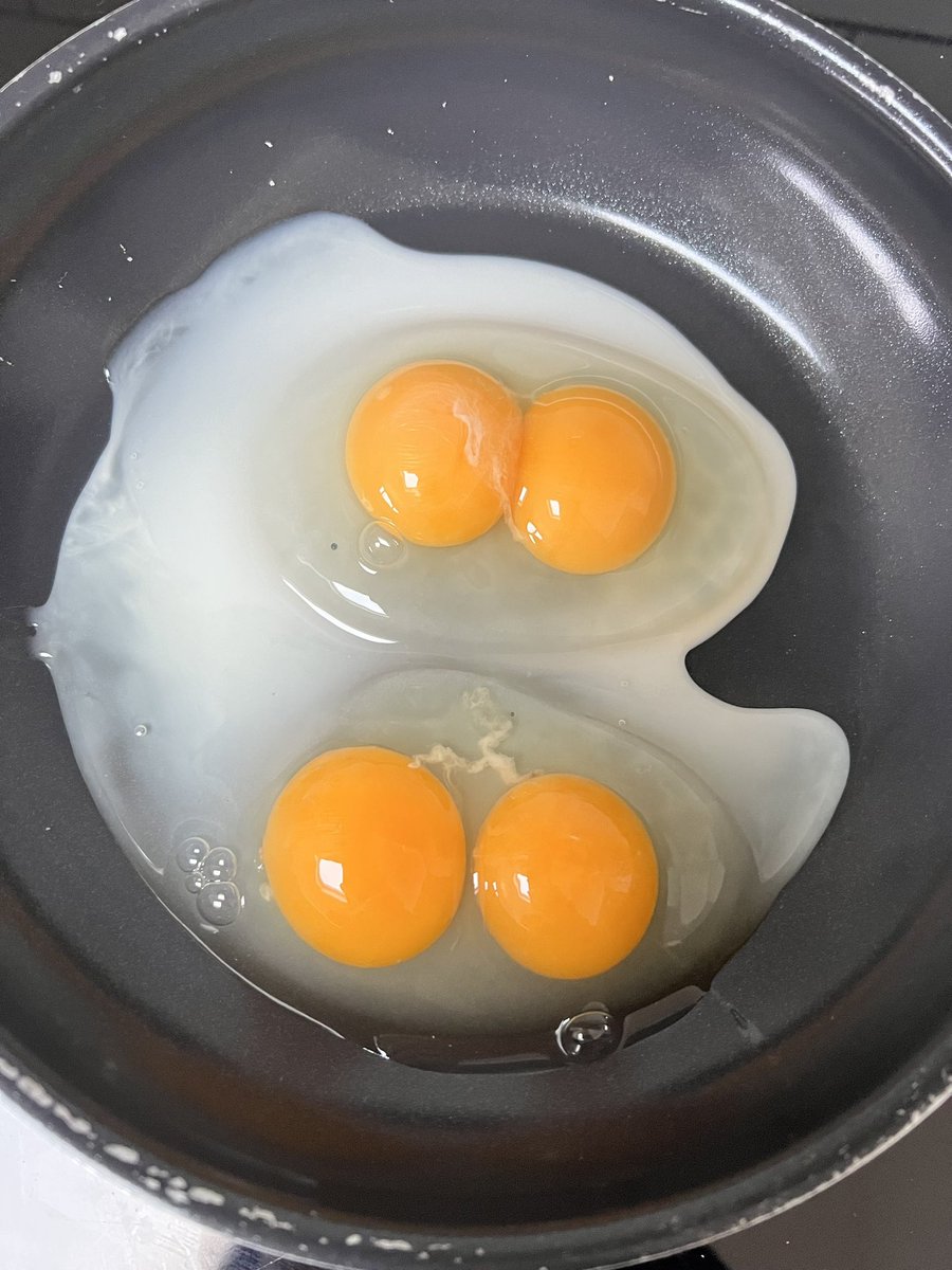 Tigger4545's tweet photo. @Ocado Oh my - 2 double eggs this morning with my Ocado eggs…. Chinese says its good luck but Norse mythology says its is a sign someone I know is going to die…. I’ll go with the first one I think 🤔 https://t.co/wM2tkAYiUd
