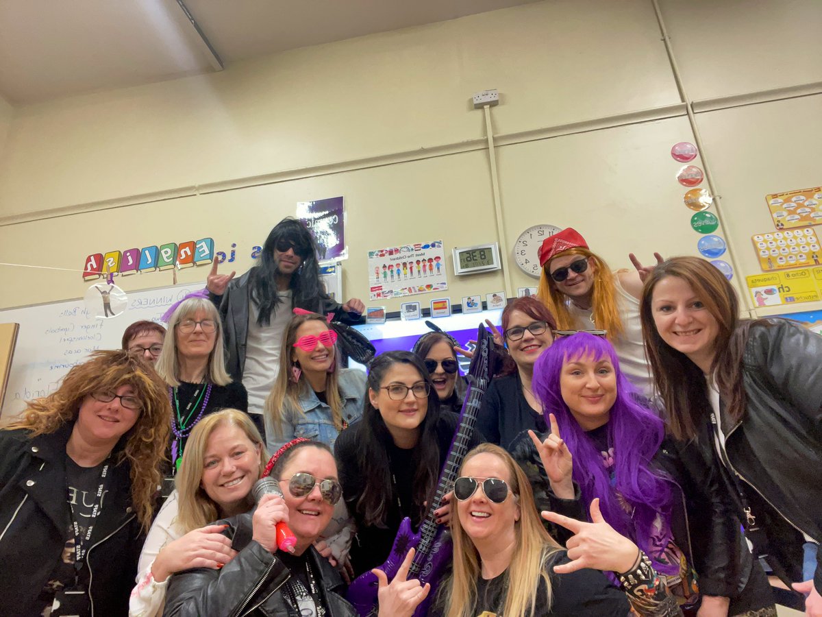 missrfry's tweet photo. KS2 Teachers are ready to rock and roll for TT Rockstars/Numbers Day 🎸 @PinehurstP https://t.co/GQuup06oCb