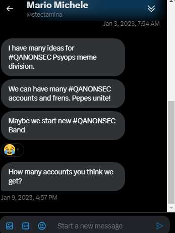 lmperatorTruth's tweet photo. @AcolyteEternal @stectamina @stectamina is #QANONSEC leader.
We did the hi-jack, but stect is still leader.

He tells us ideas, we run the psyops. https://t.co/TLY13HAV6H