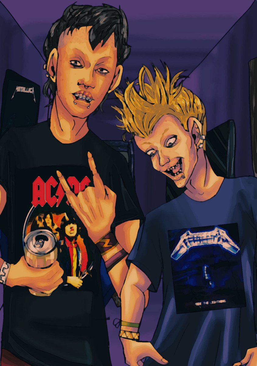 My favorite Metalheads 🔥

#artwork #digitalart #illustration #beavisandbutthead #MetalHead #90s #artstyle #fictionalcharacter #ibispaint #drawing #cartoonist #cartoonart #rock #acdc #Metallica #fanart