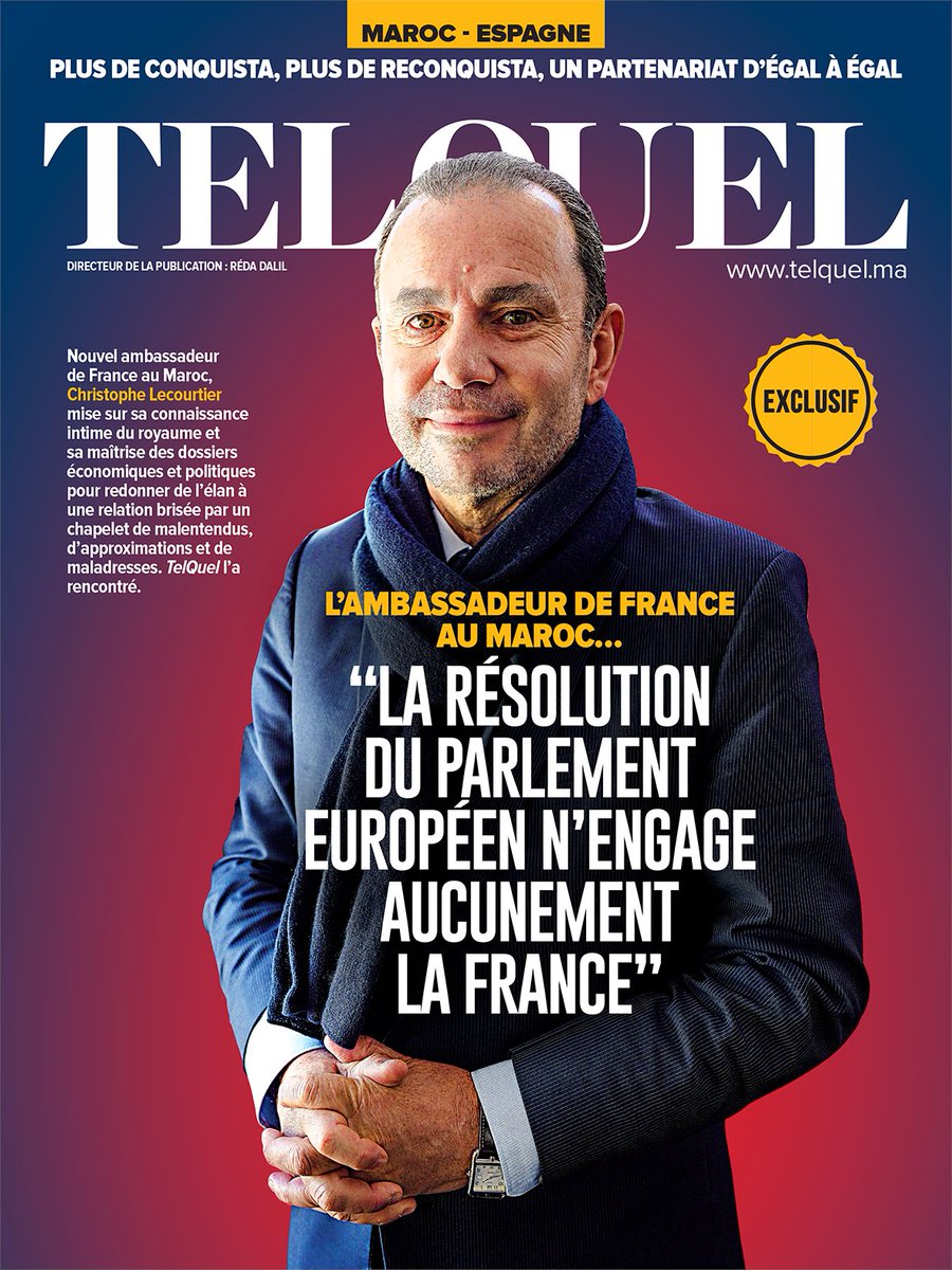 TelQuelOfficiel's tweet photo. 🔴 Le numéro 1029 de TelQuel est en kiosque et sur https://t.co/Mo71dXLNW8

[En Couverture] L’ambassadeur de France au Maroc... “La résolution du Parlement européen n’engage aucunement la France”

📑 Sommaire : https://t.co/GQM7O3QGIm
🛎️ Abonnement : https://t.co/IKjvzaROQE https://t.co/uUMSC3GxUk