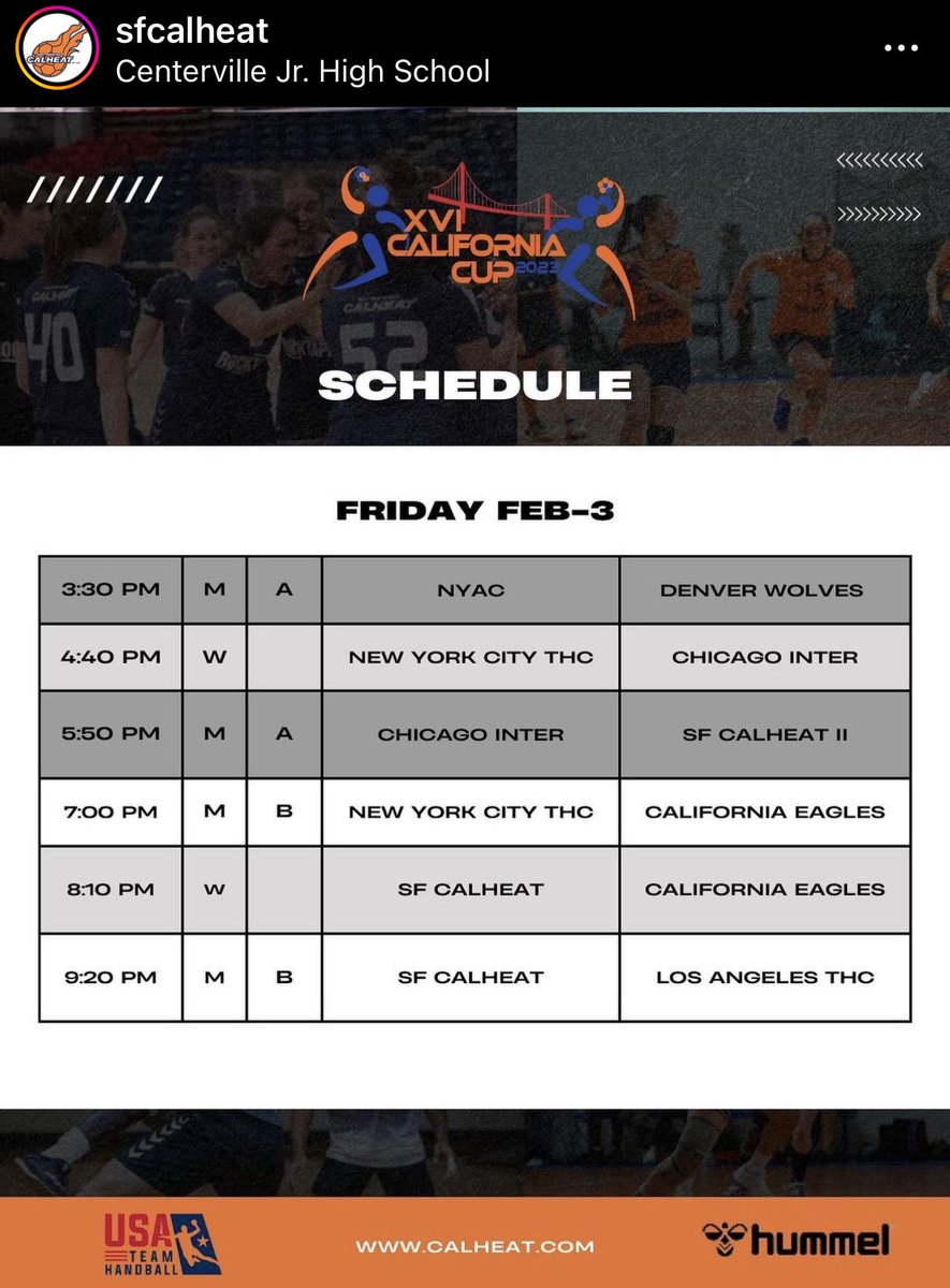 calheat's tweet photo. CalCup 2023: schedule for the next 3 days!
Good luck to all the participating teams!
#GoCalHeat ππ»πͺπ»π€ΎπΌββοΈπ€ΎββοΈ https://t.co/BJnb7SH005