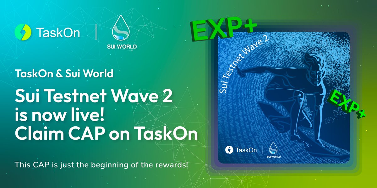 Wanna to support #SuiNetwork ? It's a chance NOW!

🤩#TaskOn x @SuiWorldHQ special #giveaway is LIVE. Claim #CAPs 🎁 for future incentives &amp; community #Whitelists in #SuiEcosystem.

⏰ Feb 3rd, 9:30 - Feb 28th, 9:30 (UTC)  

Act now⬇  
taskon.xyz/campaign/detai…

#Sui #NFTs #Web3