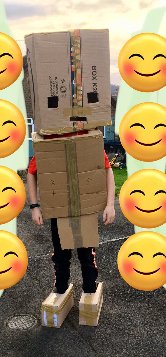 HamshereMarian's tweet photo. When the Head teacher says, “wear what you like, you can wear a cardboard box if you want”… https://t.co/0OSqg0x1Jw