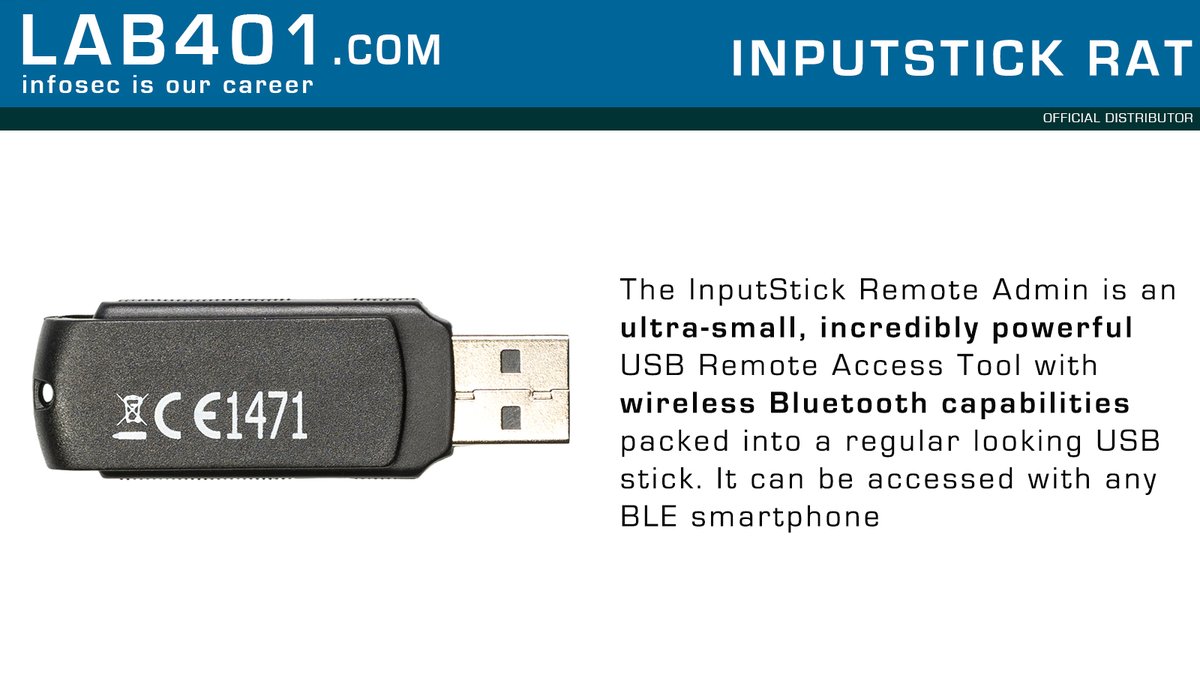 Lab_401's tweet photo. The InputStick Remote Admin is an ultra-small, incredibly powerful USB Remote Access Tool with wireless Bluetooth capabilities packed into a regular looking USB stick.
visit: https://t.co/Ku6sadQENE
#remoteaccess #pentesting #infosec #redteam #blueteam #hacking #inputstick https://t.co/apMts2FwHU