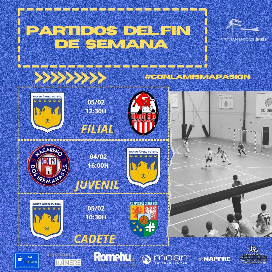 Santo Angel Futsal (@santoangel_fs) on Twitter photo โฝ๏ธ๐ฃ๐๐ฅ๐ง๐๐๐ข๐ฆ ๐๐๐ก ๐๐ ๐ฆ๐๐ ๐๐ก๐
๐ฅ๐๐๐๐๐ผ๐: ๐๐ญ๐ฑโฃ
๐05/02-12:30โฃโฃโฃโฃโฃโฃโฃ
โ๏ธGsport Bโฃ
๐ช๐
๐๐: ๐๐ญ๐ฑโฃ
๐04/02-16:00โฃโฃโฃโฃโฃโฃ
โ๏ธDos Hermanas
โก๏ธ๐พ๐ผ๐ฟ: ๐๐ฐ๐๐ข๐ฃ๐โฃโฃโฃ
๐05/02-10:30
โ๏ธMarquรฉs de Nerviรณn
โก๏ธ๐พ๐ผ๐ฟ ๐๐๐ฟ: ๐๐ญ๐ฐโฃ
๐03/02-19:00
โ๏ธSAFA โฝ๏ธ๐ฃ๐๐ฅ๐ง๐๐๐ข๐ฆ ๐๐๐ก ๐๐ ๐ฆ๐๐ ๐๐ก๐
๐ฅ๐๐๐๐๐ผ๐: ๐๐ญ๐ฑโฃ
๐05/02-12:30โฃโฃโฃโฃโฃโฃโฃ
โ๏ธGsport Bโฃ
๐ช๐
๐๐: ๐๐ญ๐ฑโฃ
๐04/02-16:00โฃโฃโฃโฃโฃโฃ
โ๏ธDos Hermanas
โก๏ธ๐พ๐ผ๐ฟ: ๐๐ฐ๐๐ข๐ฃ๐โฃโฃโฃ
๐05/02-10:30
โ๏ธMarquรฉs de Nerviรณn
โก๏ธ๐พ๐ผ๐ฟ ๐๐๐ฟ: ๐๐ญ๐ฐโฃ
๐03/02-19:00
โ๏ธSAFA