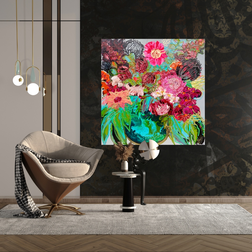 Insitu is a great way to view a favourite artwork in a home. I love this piece and I know this will find a place just like this. Let me know if you would like more details. #floralart #alltheprettyflorals #floralcolour #abstractflorals #petals