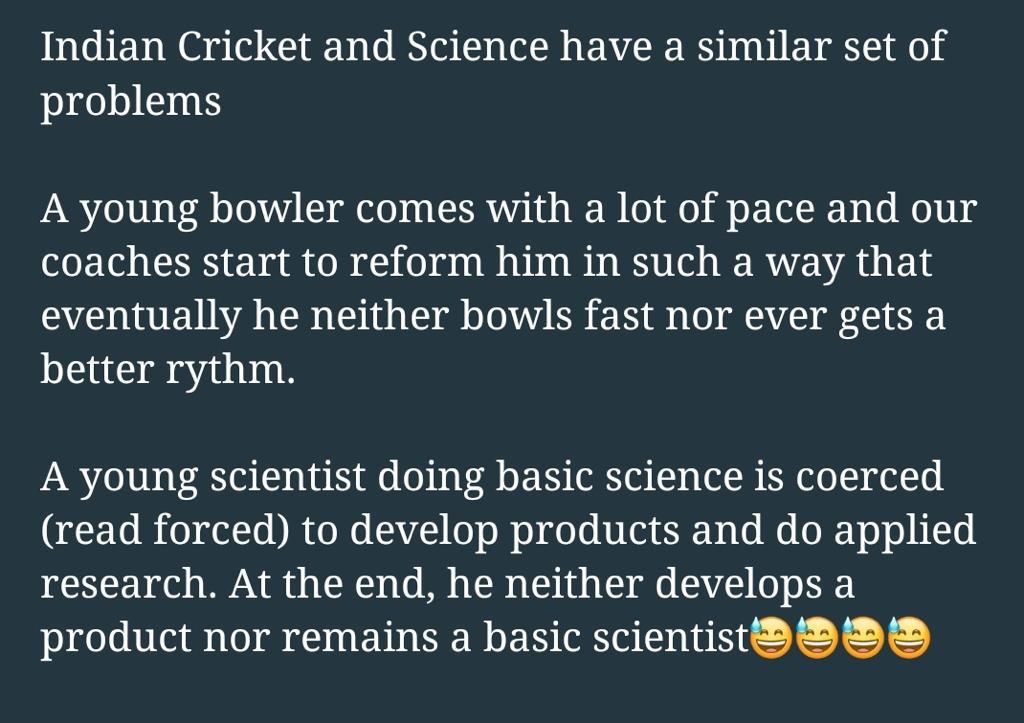 A WhatsApp forward!
#Science #Cricket #youngscientist #youngbowler