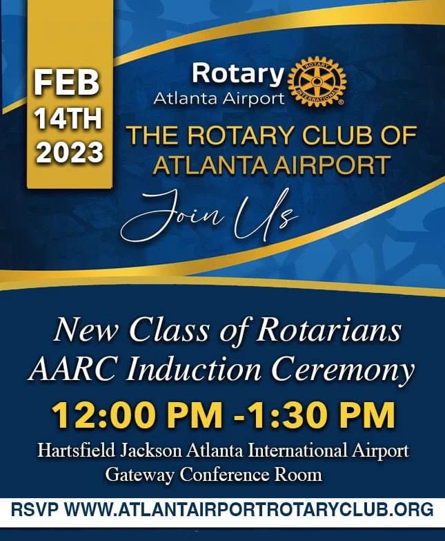 ATLAirprtRotary's tweet photo. Greetings Rotarians, family, and friends! We are elated to have an induction ceremony for the new class of Rotarians for the AARC!  If you would like to attend, RSVP on our website https://t.co/gcquNTJmur Congratulations to the new inductees! https://t.co/wFeX1CUMDl
