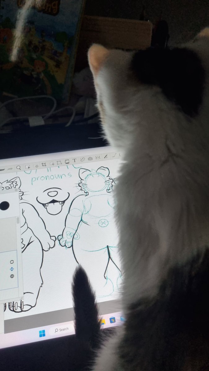 funfetti_kitty's tweet photo. Me: finally some time to work on some comms!

My kitten arriving to sit on the screen, try to eat the art, chew on my pen, chase the cursor, step on the keyboard and delete everything, and shove her asshole in my face: https://t.co/jvfAAaOmjK