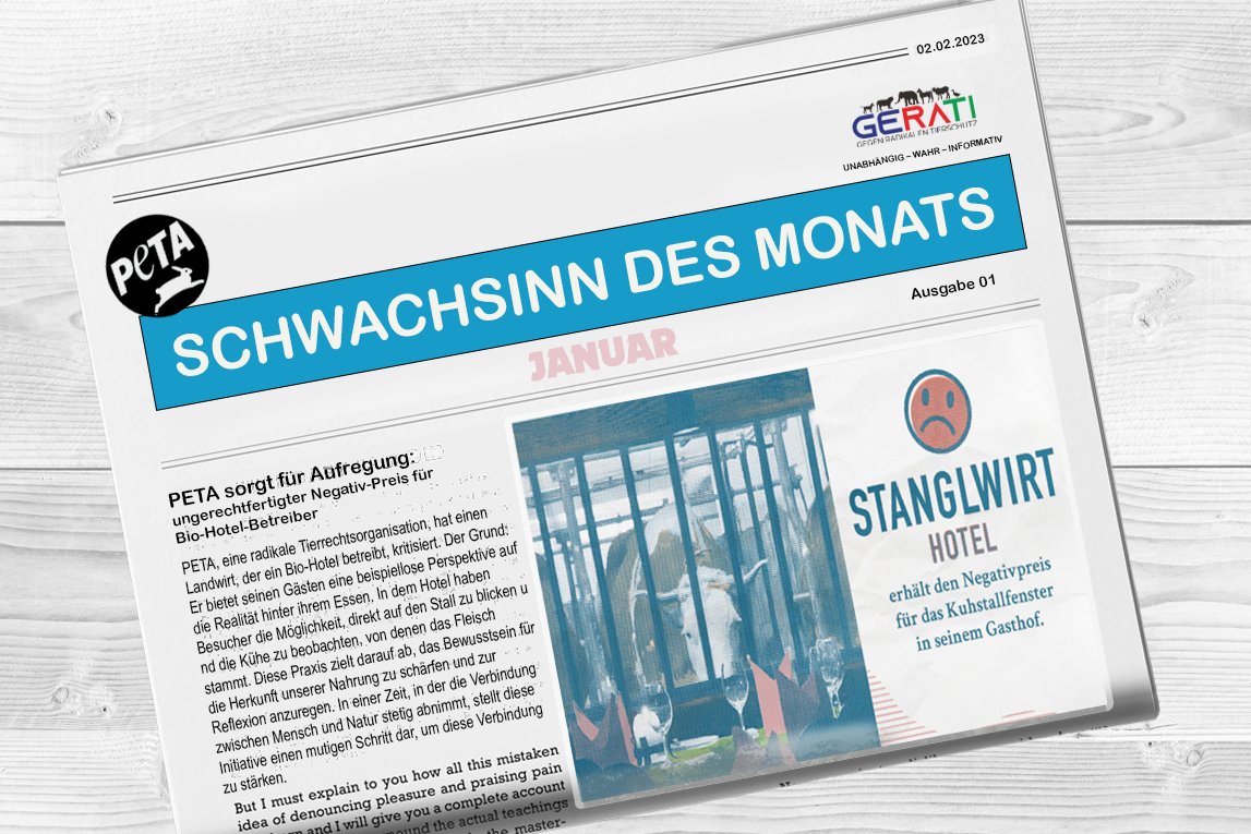 Gerati_de's tweet photo. #PETA sorgt für Aufregung: ungerechtfertigter Negativ-Preis für Bio-Hotel-Betreiber
PETA kritisiert Landwirt, der Bio-Hotel betreibt &amp; Gästen Realität hinter Essen zeigt. https://t.co/AGjRRGssRT
#GERATI #Tierrecht #Vegan https://t.co/L8qHi96vCR
