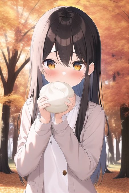 あ、その前11/10に出してた絵があった!
肉まんを出そうとして苦労した覚えが
これ2冊目の AI同人誌に入れてるので無限ガチャプランにアップグレードした後に作ってたのか 