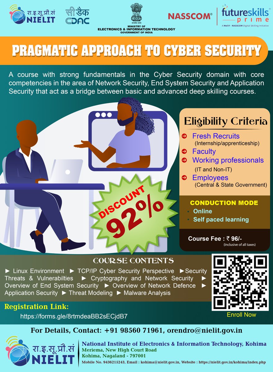 KHM_NIELIT's tweet photo. Strengthened your Cyber Security Skill. @NIELITIndia @GoI_MeitY @CHU_NIELIT @Dimapur_Nielit https://t.co/6yoi7ls1dw