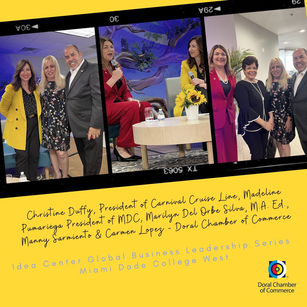 NMx2's tweet photo. MDC West Thank you Christine Duffy @christineduffy , Pres. Carnival Cruise Line, Madeline Pumariega, Pres. of MDC, Marilyn Del Orbe Silva, M.A. Ed., Director Community Engagement &amp; Growth. with Manny Sarmiento &amp; Carmen Lopez

 #mdc #doralchamber #cityofdoral @cityofdoral https://t.co/6s3sJMNz11