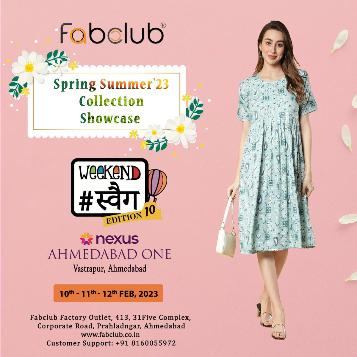 fabclub_'s tweet photo. Hello Ahmedabad 🎭
@fabclub_ brings New Spring Summer’23 Collection Showcase! Don’t Miss Out @AhmedabadOne💃
Come and join us at
Vastrapur, Ahmedabad
10th Feb 2023
#Fabclub #Exhibition #Expo #WeekendWindow #WeekendSwag #Vastrapur #AhmedabadOneMall #NexusAhmedabad #SpringSummer https://t.co/DRNVHSVbSx