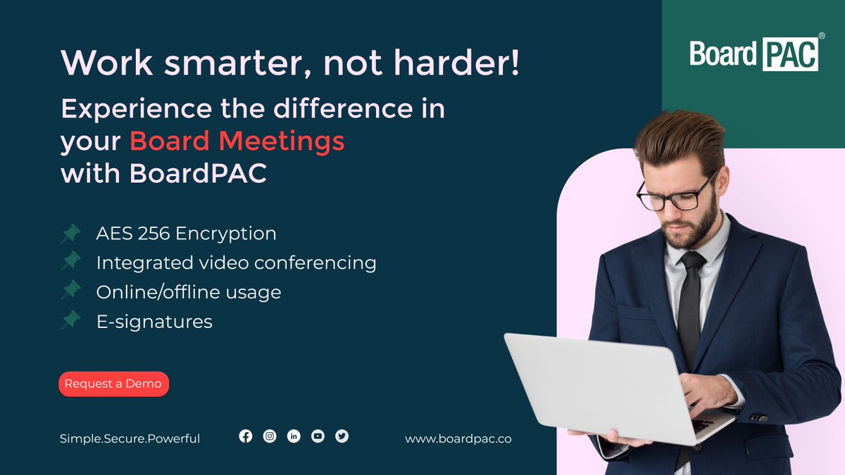 BoardPac_'s tweet photo. BoardPAC enhances the efficiency, productivity, and effectiveness of all aspects of your board meetings.
Empower your board with BoardPAC: https://t.co/cWCtVwaxTL
#boardmeetingautomation #BoardPAC https://t.co/e2IhRqPgRr